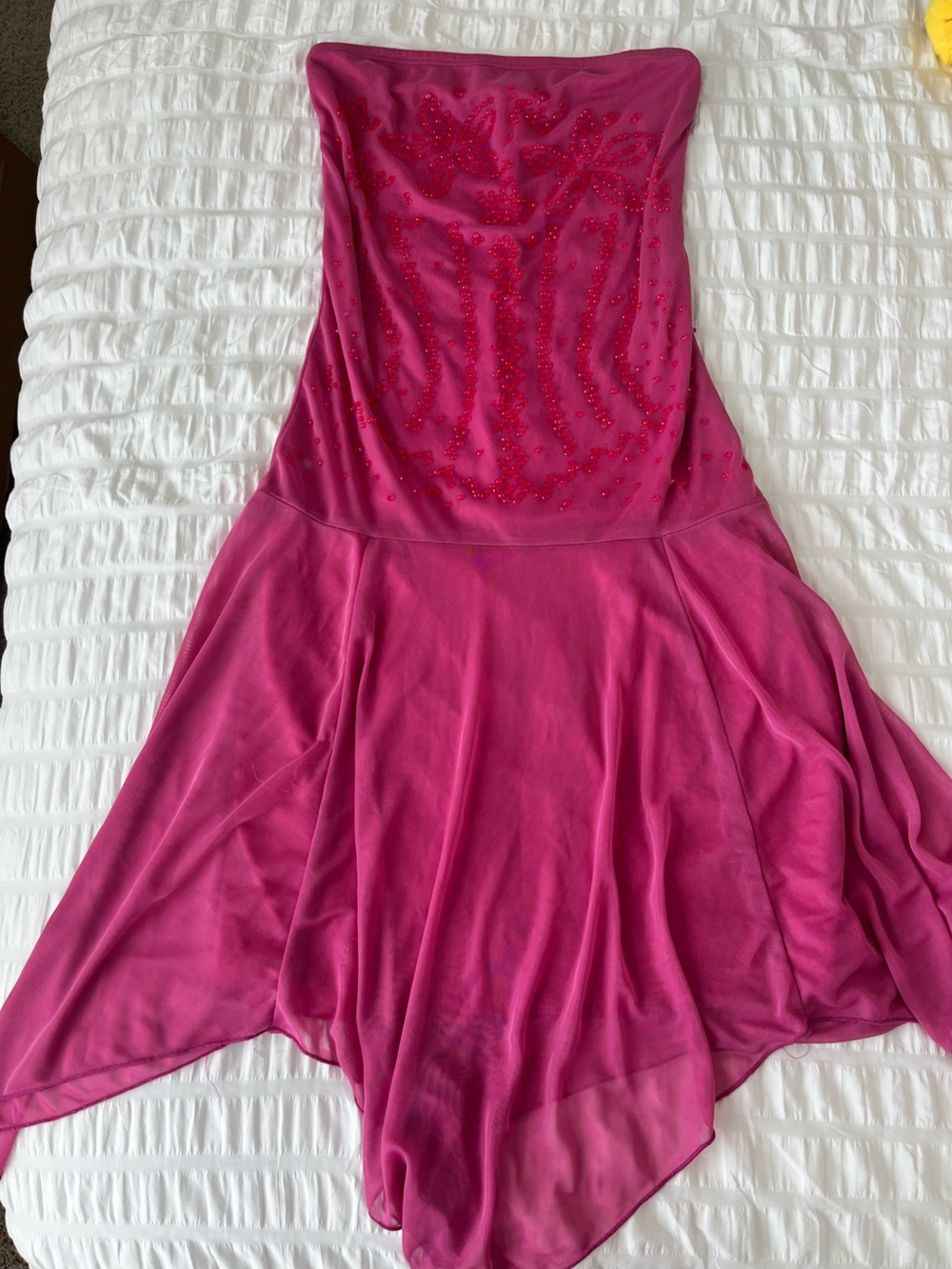 VENUS Hot Pink Strapless Evening Dress with Beaded Detail